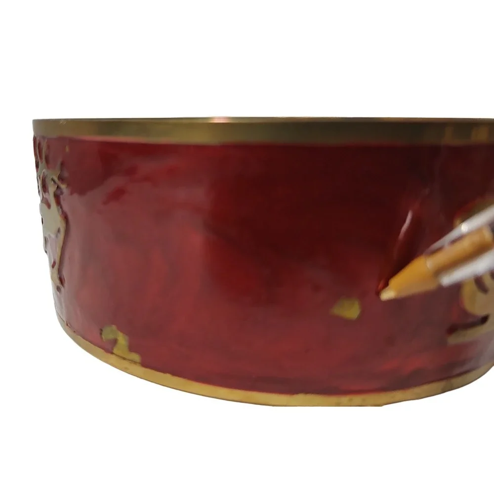Pier One Christmas Brass Red Wine Bottle Stand Large Candle Holder Holiday‎ SEE